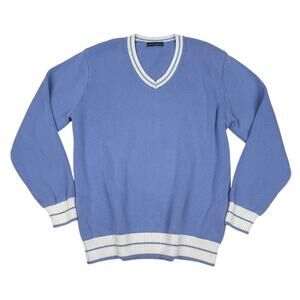 Brandy Melville Pastel Blue V-Neck Cotton Sweater Preppy Collegiate OS